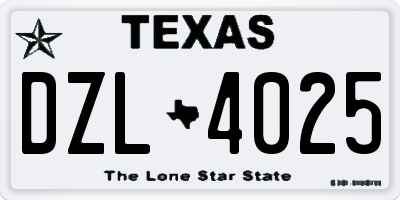 TX license plate DZL4025