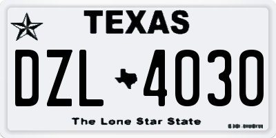 TX license plate DZL4030