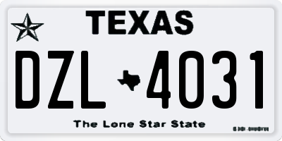 TX license plate DZL4031