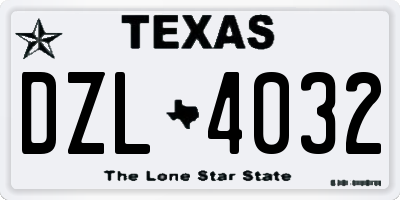 TX license plate DZL4032