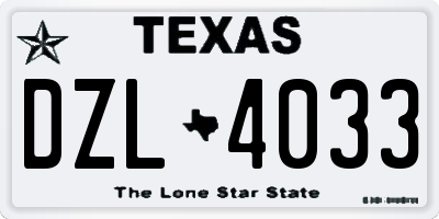 TX license plate DZL4033