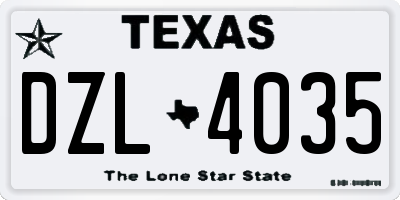 TX license plate DZL4035