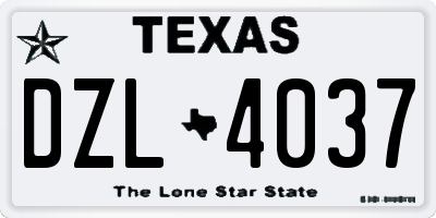 TX license plate DZL4037