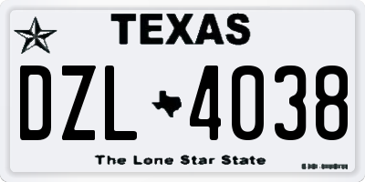 TX license plate DZL4038