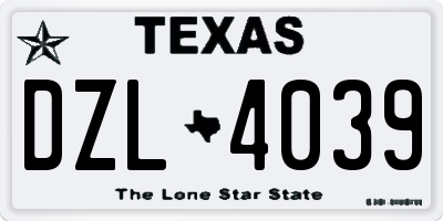 TX license plate DZL4039