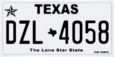 TX license plate DZL4058