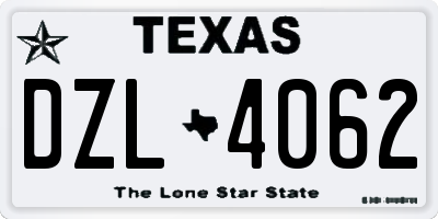 TX license plate DZL4062