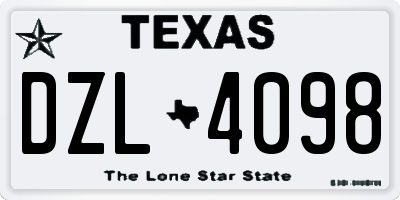 TX license plate DZL4098