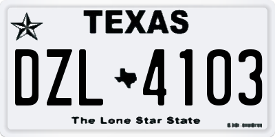 TX license plate DZL4103