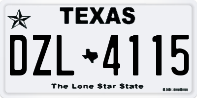 TX license plate DZL4115