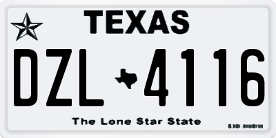 TX license plate DZL4116