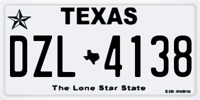 TX license plate DZL4138
