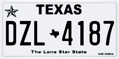 TX license plate DZL4187