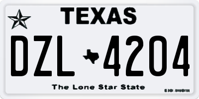 TX license plate DZL4204