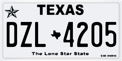 TX license plate DZL4205