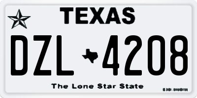 TX license plate DZL4208