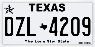 TX license plate DZL4209