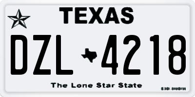 TX license plate DZL4218