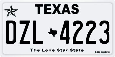 TX license plate DZL4223
