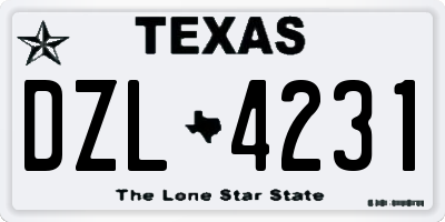 TX license plate DZL4231
