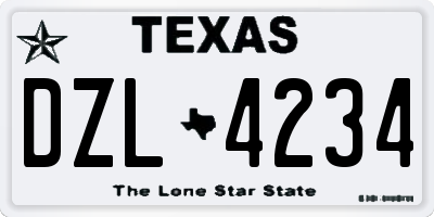 TX license plate DZL4234