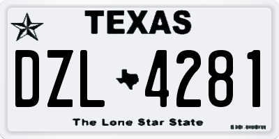 TX license plate DZL4281