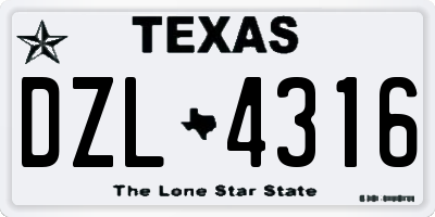 TX license plate DZL4316