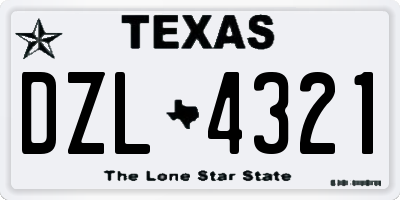 TX license plate DZL4321