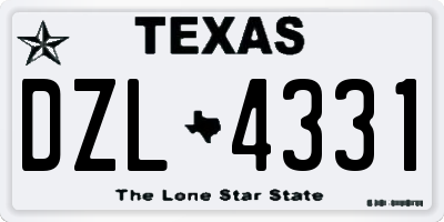 TX license plate DZL4331