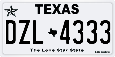 TX license plate DZL4333