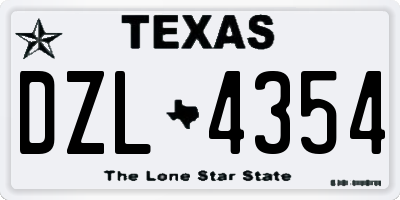TX license plate DZL4354
