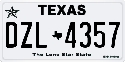 TX license plate DZL4357