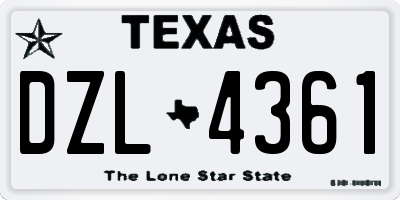 TX license plate DZL4361