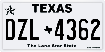 TX license plate DZL4362