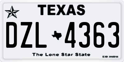 TX license plate DZL4363