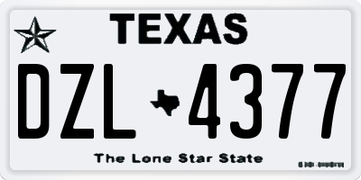 TX license plate DZL4377