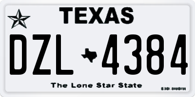 TX license plate DZL4384