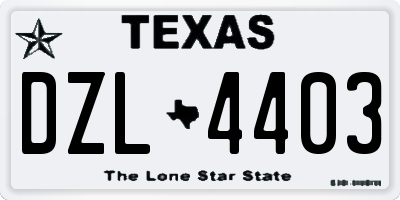 TX license plate DZL4403