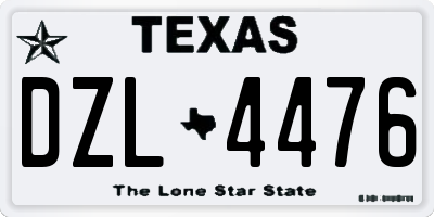 TX license plate DZL4476