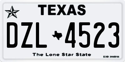 TX license plate DZL4523