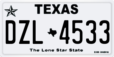 TX license plate DZL4533