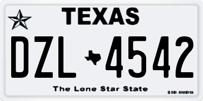 TX license plate DZL4542
