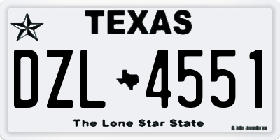TX license plate DZL4551