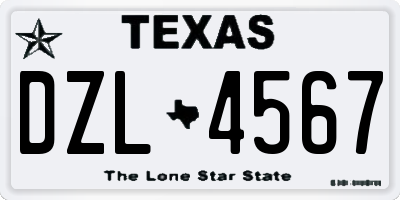 TX license plate DZL4567