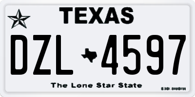 TX license plate DZL4597