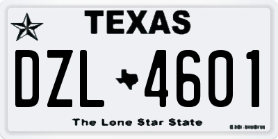 TX license plate DZL4601