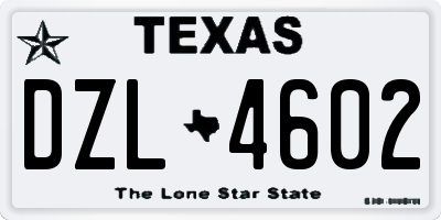 TX license plate DZL4602