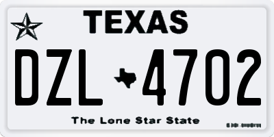 TX license plate DZL4702