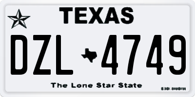 TX license plate DZL4749