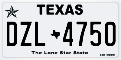 TX license plate DZL4750